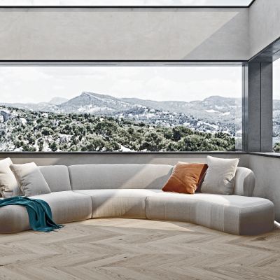 现代布艺弧形沙发