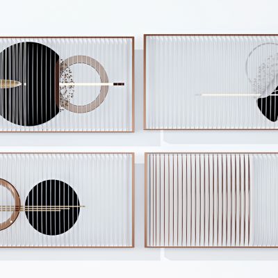 现代长条背景抽象装饰挂画，立体画