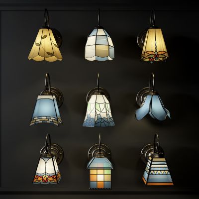 地中海彩绘玻璃壁灯