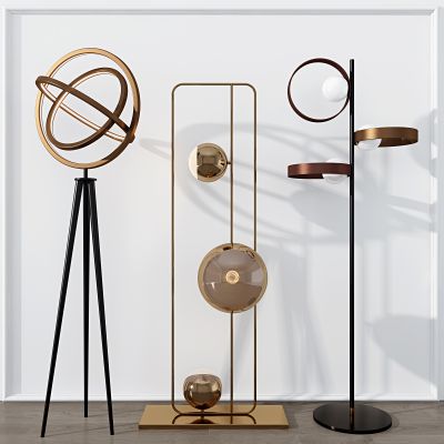 现代金属落地灯组合