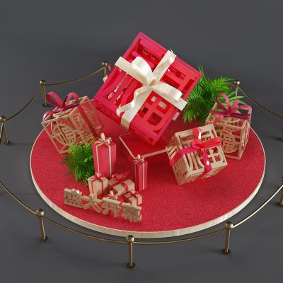 现代美陈礼盒礼品包装盒美陈