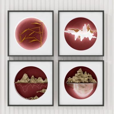 新中式山峰装饰挂画