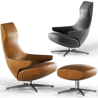 现代休闲椅脚踏组合