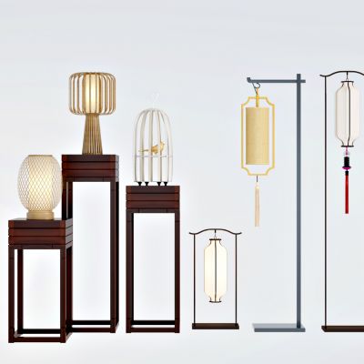 新中式轻奢台灯落地灯组合