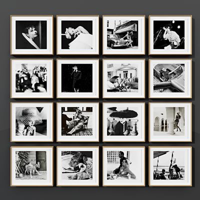 现代黑白旧照片人物画，照片墙