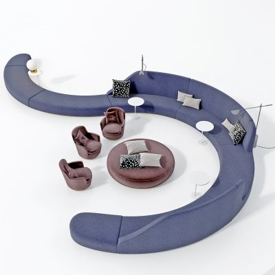 现代布艺异形沙发