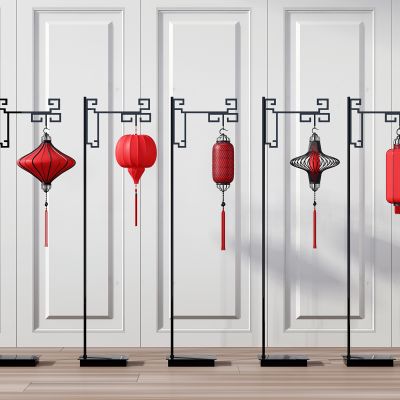 新中式金属落地灯,灯笼