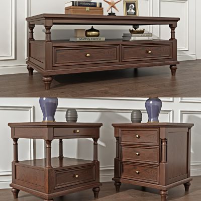 古典实木茶几边几床头柜，