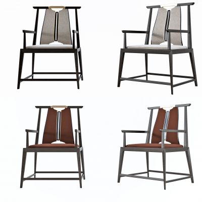 新中式实木单椅