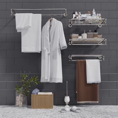 现代浴袍 毛巾毛巾架收纳筐 洗漱用品