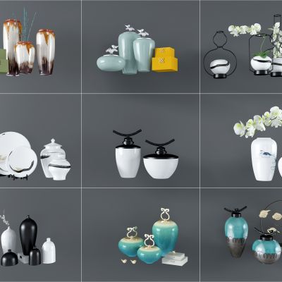 新中式陶瓷罐 器皿摆件组合