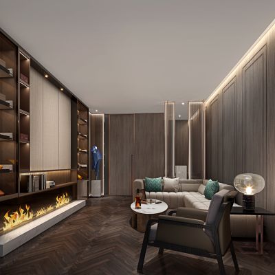 现代别墅雪茄吧地下娱乐室