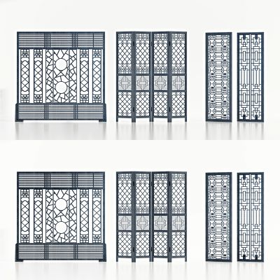 中式花格，隔断屏风