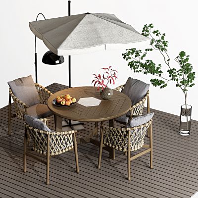 现代藤编户外桌椅