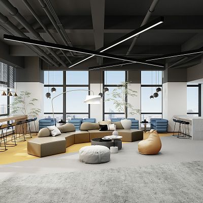 现代联合办公室，办公休息区