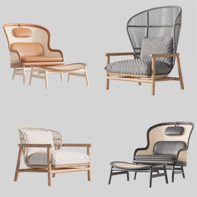 现代藤编,编织,休闲椅组合