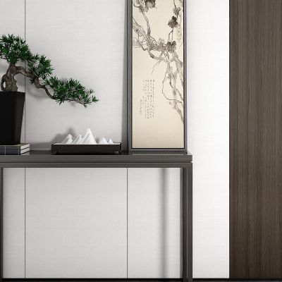 新中式玄关摆台条桌摆件3D模型