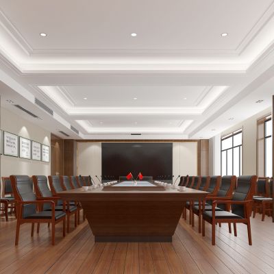 现代政府国区机关单位会议室3D模型