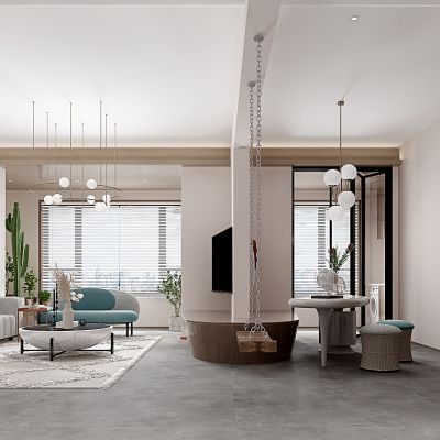 北欧轻奢客厅餐厅