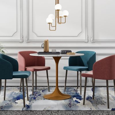 现代圆形圆桌椅组合