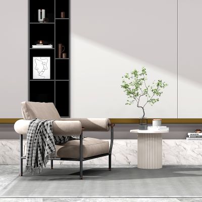 现代休闲椅，单椅边几组合