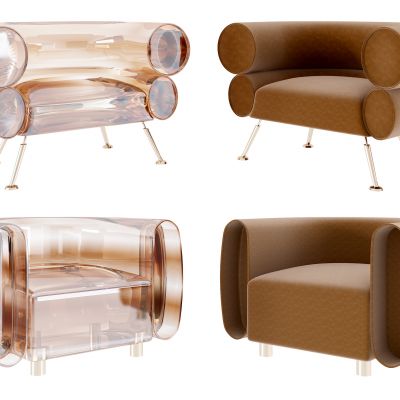 现代亚克力透明单人沙发