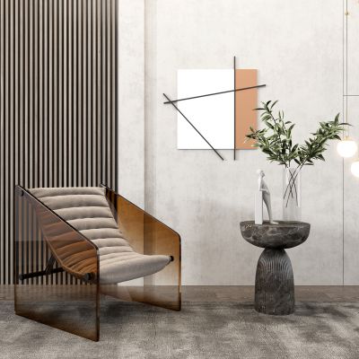 现代亚克力单人沙发边几