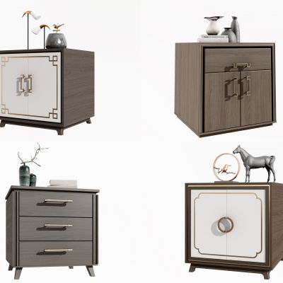 新中式方形床头柜组合