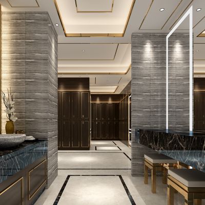 新中式公共卫生间 更衣室