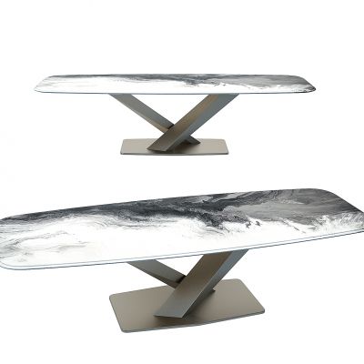 现代金属大理石餐桌