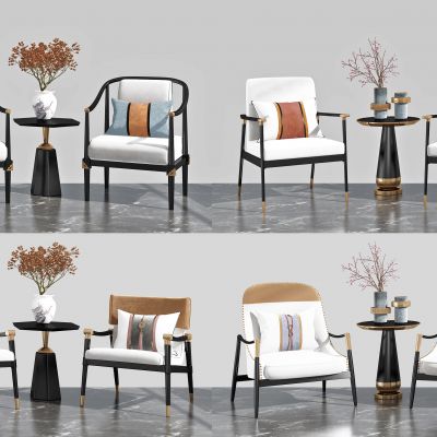 新中式布艺休闲椅组合