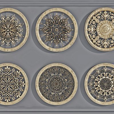 法式金属雕花圆形雕花，灯盘，