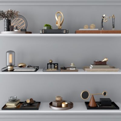 现代饰品摆件组合 花瓶 托盘 台灯