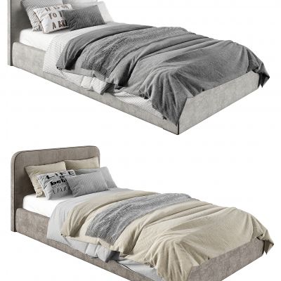 现代布艺儿童单人床