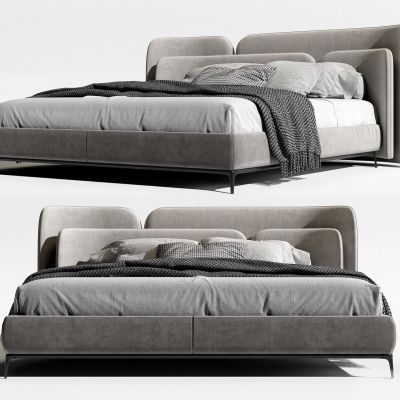 现代布艺双人床