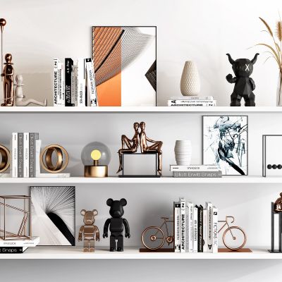 现代书籍 花瓶 工艺品摆件组合