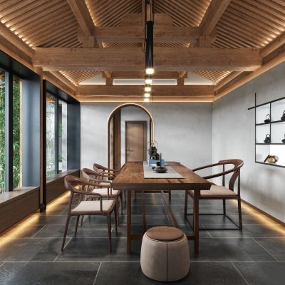 新中式茶室,茶桌茶椅组合