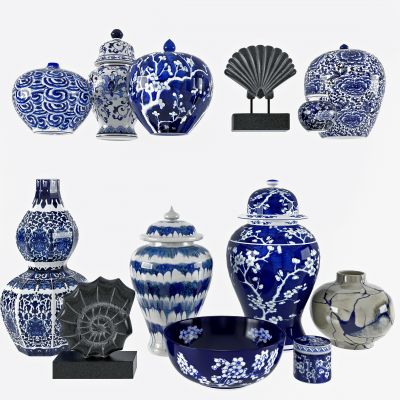 新中式青花瓷摆件