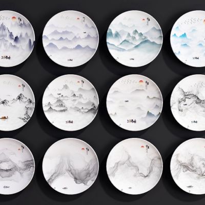 新中式水墨盘子挂件