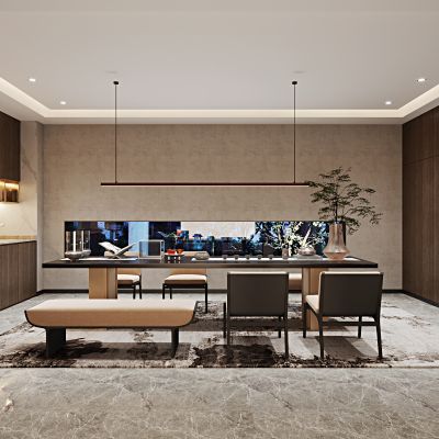 新中式茶室茶台会客区