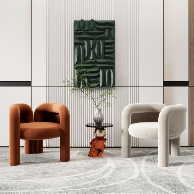 现代异形休闲椅 圆形边几