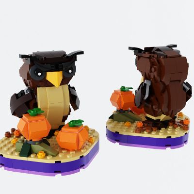 现代乐高猫头鹰儿童积木玩具