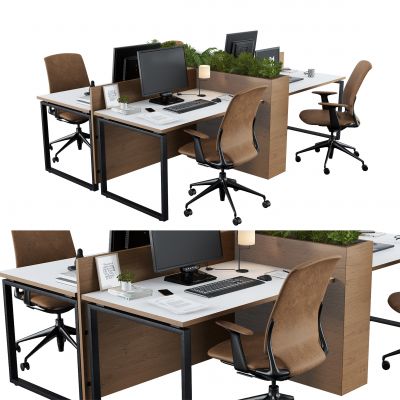 现代办公桌椅， 工位组合_