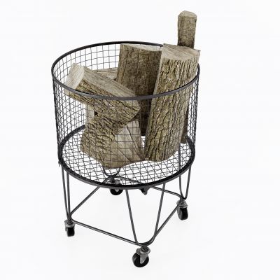 工业风推车 木柴 木头，柴火