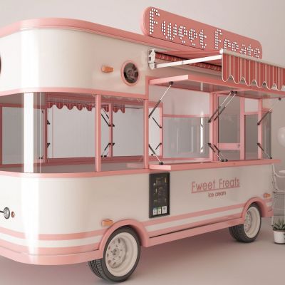 现代粉色快餐车