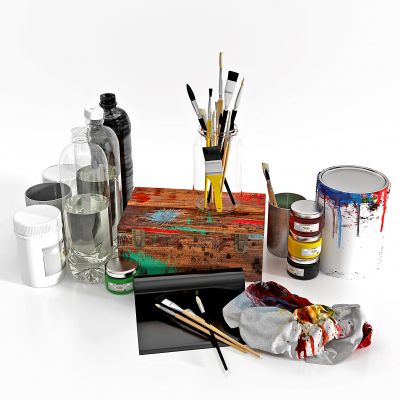 工业风绘画工具组合摆件