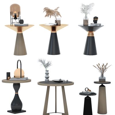 现代轻奢圆形边几组合