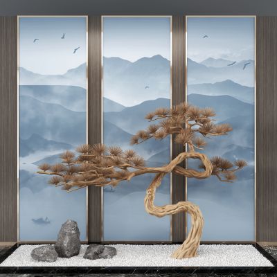 新中式景观松树,景观小品