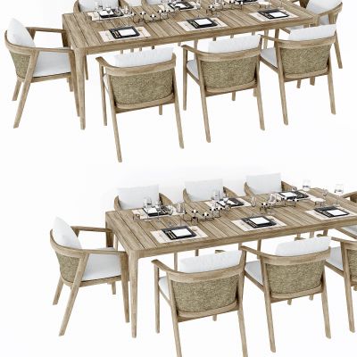 现代藤编户外餐桌餐椅组合