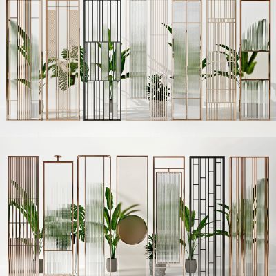 现代玻璃金属屏风隔断